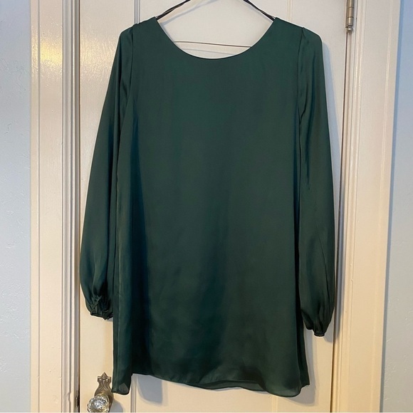 Nymphe Shirt Rich Green Longline Fully Lined Body Silky Forest Fairy Sz S/M - Picture 3 of 9